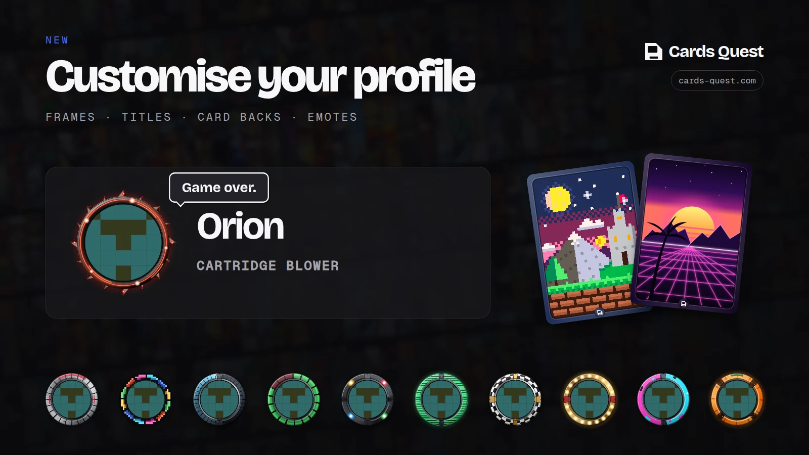 Customise your profile: frames, titles, card backs and emotes