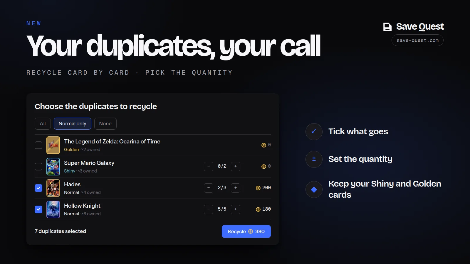 Choose the duplicates to recycle