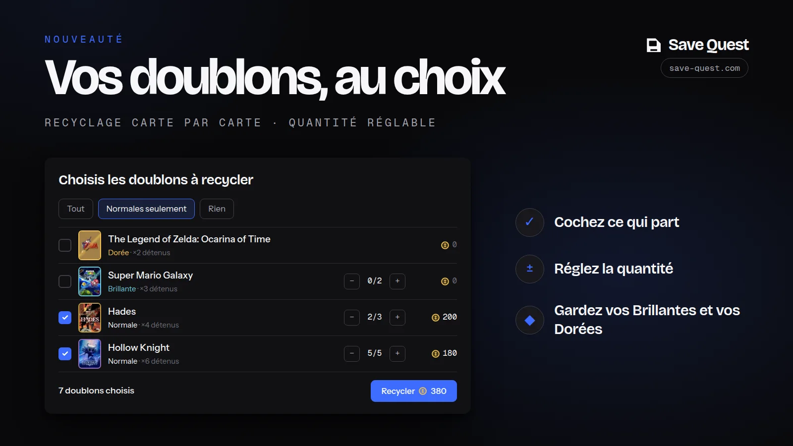 Choisissez les doublons à recycler